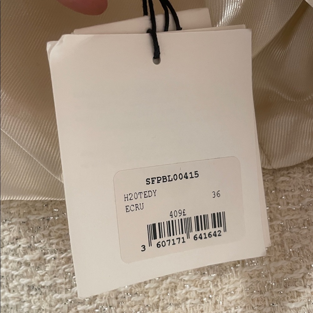 Sandro Cream Textured Tweed Jacket - Picture 5 of 8